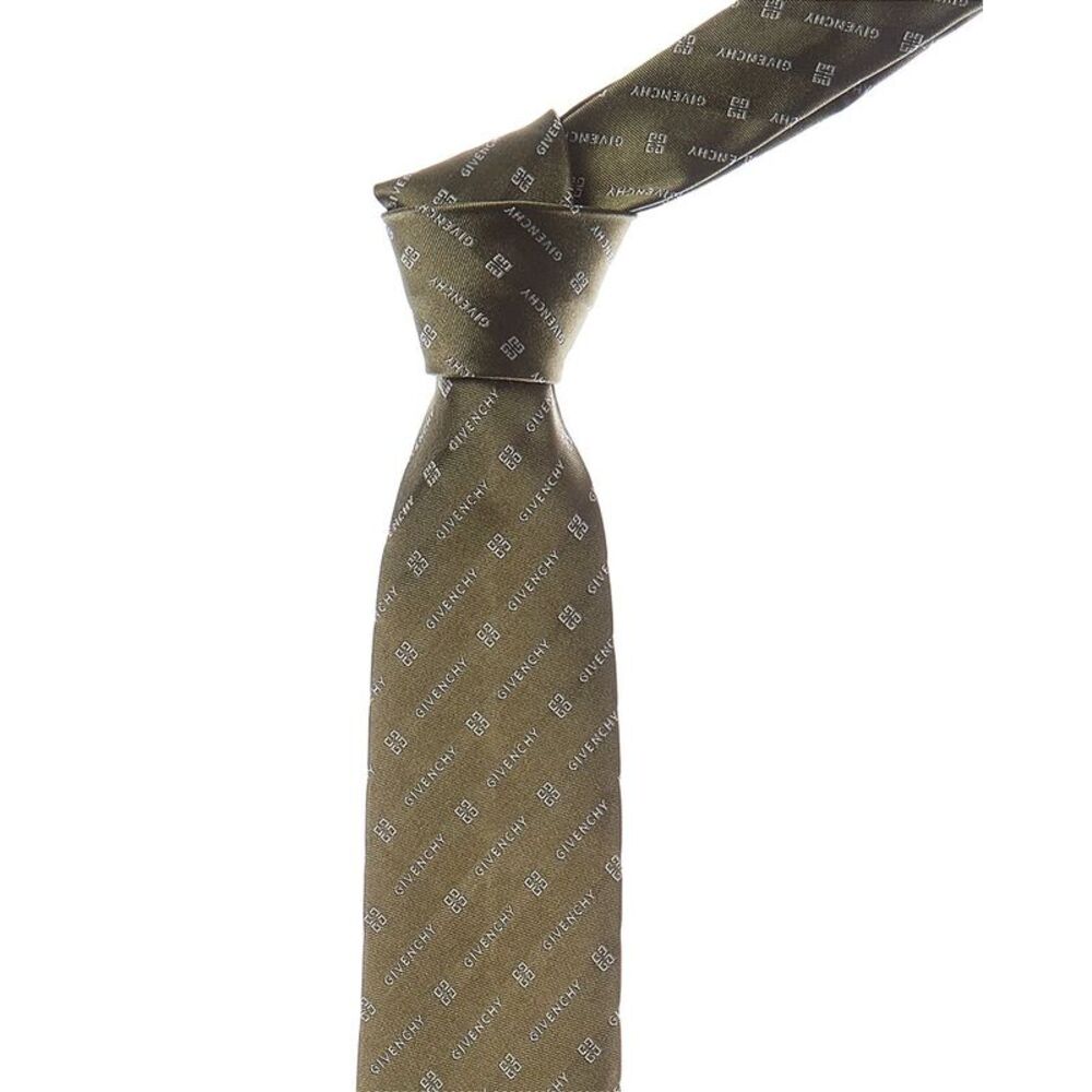 Givenchy 4G Diagonal Silk Tie, Green